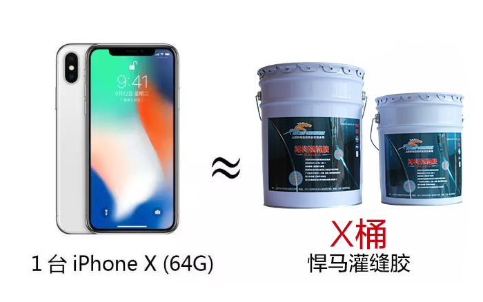 1台iphone x（64G） ≈ x桶悍马灌缝胶