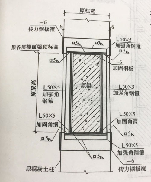 外包角钢法加固混凝土梁