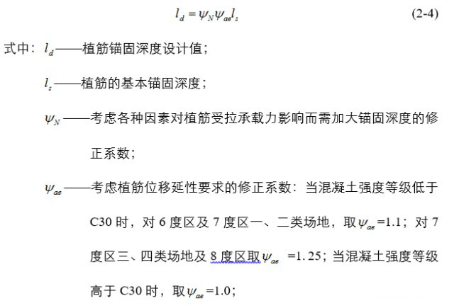 植筋锚固深度设计值